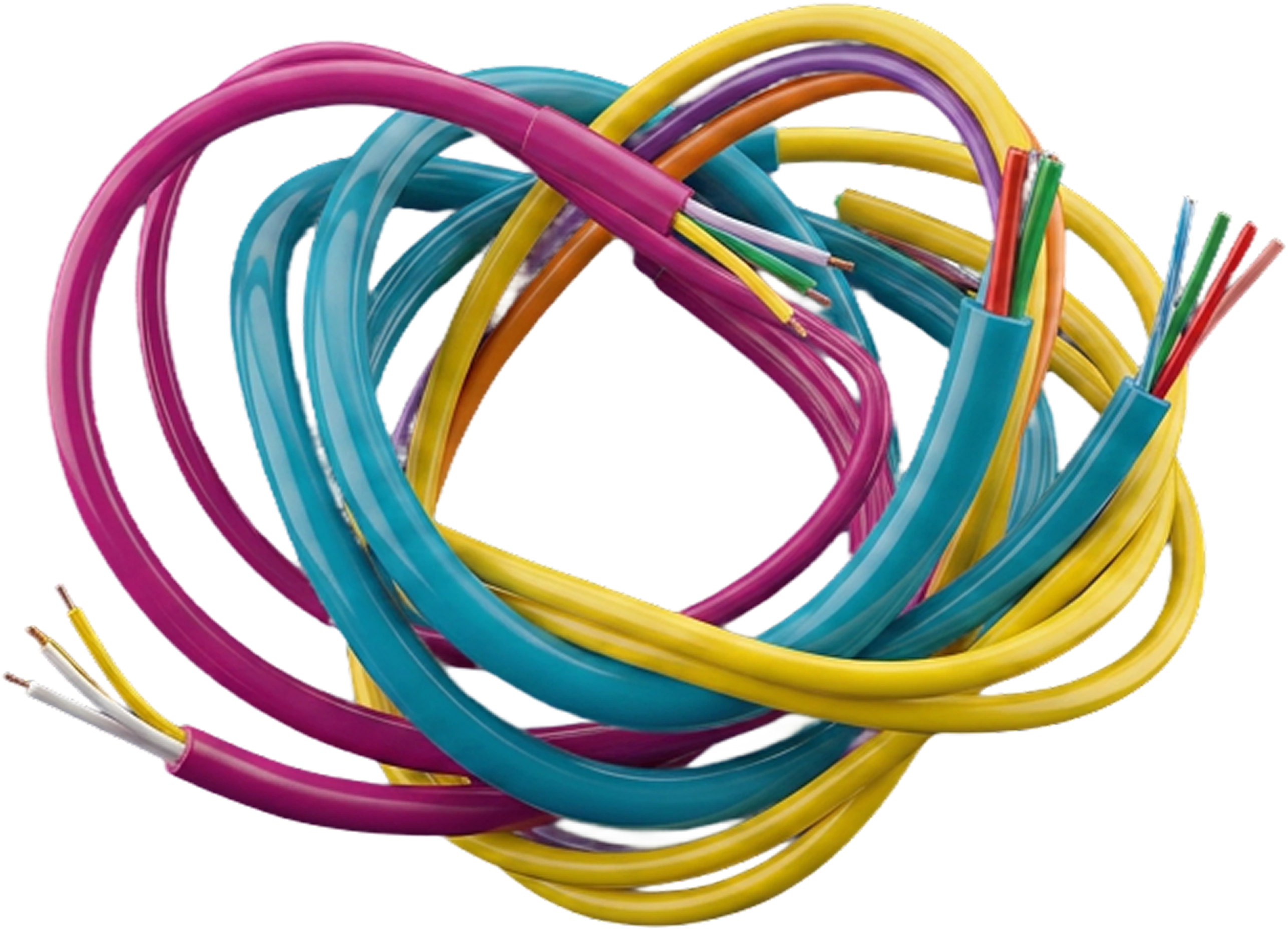 Cabos elétricos coloridos do processo de fios e cabos